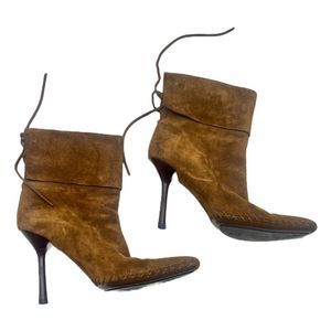 Gucci Brown Suede Ankle Boot Heels Sz 8.5